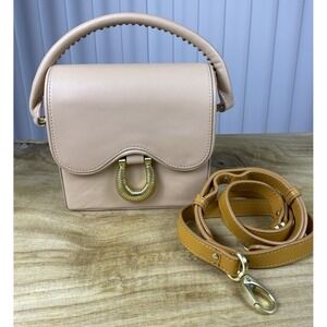 Sancia Arabella Mini Crossbody Purse  In Blush Leather Gold Hardware